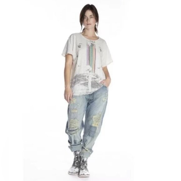 Magnolia Pearl Tops - Magnolia Pearl Cotton Jersey Rainbow Surfer Tee
